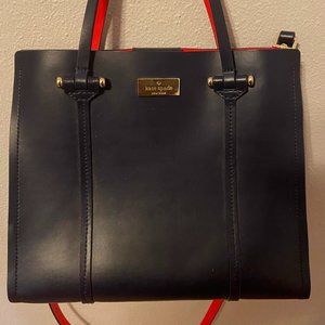 Kate Spade New York Small Navy Blue Leather Arbour Hill Elodie Hand Bag